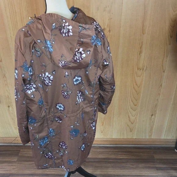 Dennis Basso Floral Brown Puffer Jacket - Picture 4 of 10